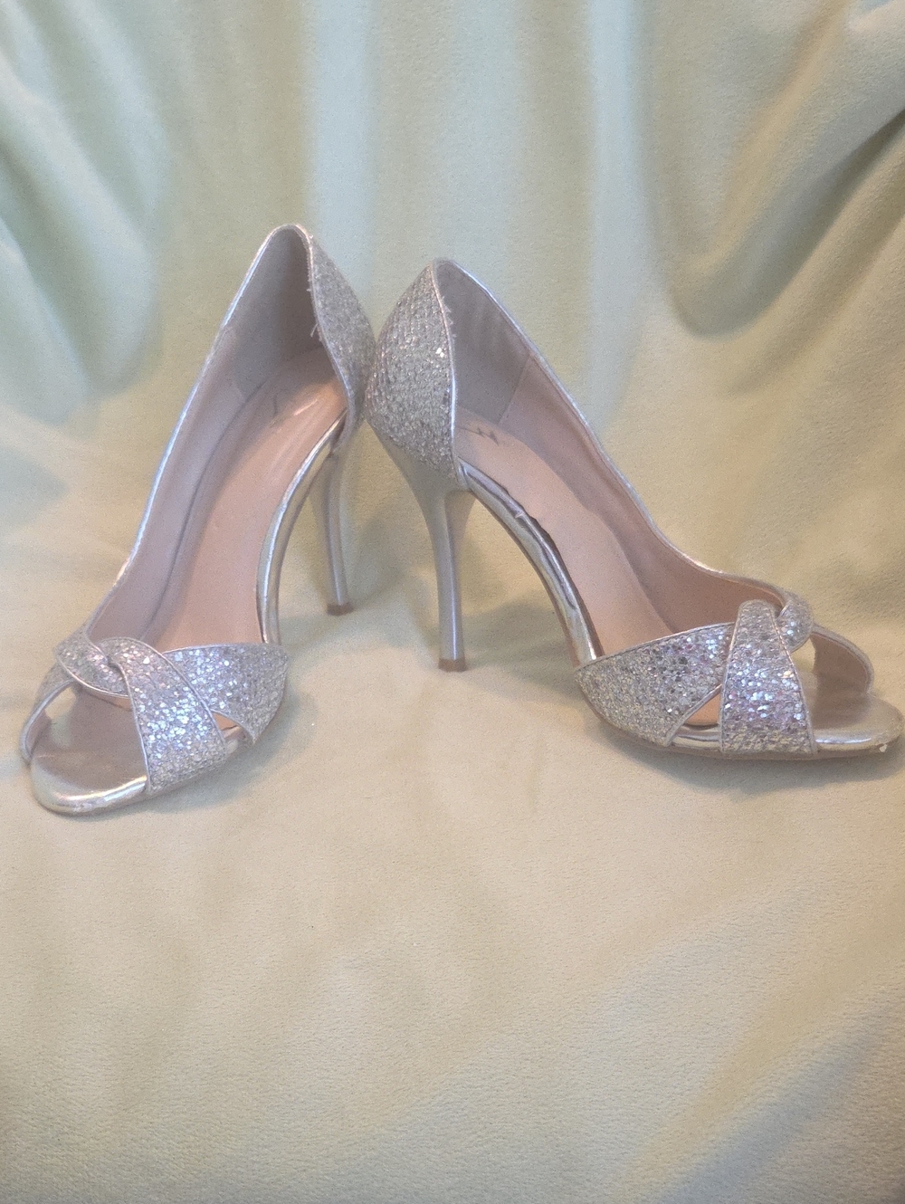 Sparkle Open-Toe High Heels in Silver
